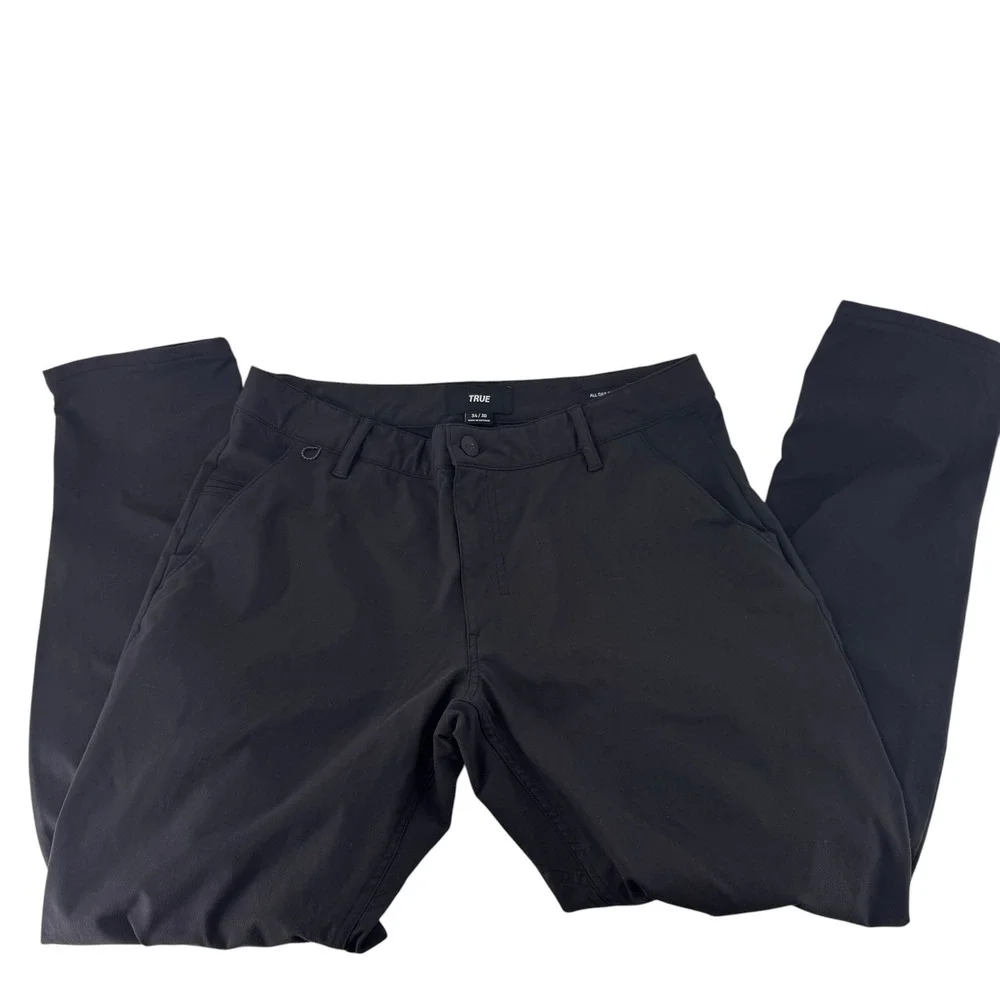 True Linkswear All Day Chino Slim Straight Black Mens Golf Pants 34x30